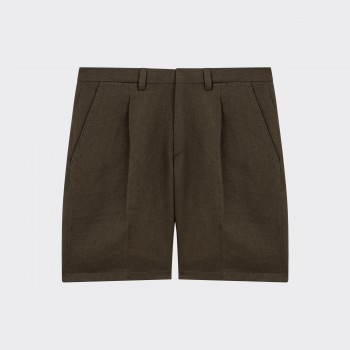 Cotton & Linen Single Pleat Short : Olive 