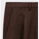 Short à Pinces en Lin : Marron Foncé