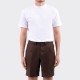 Short à Pinces en Lin : Marron Foncé