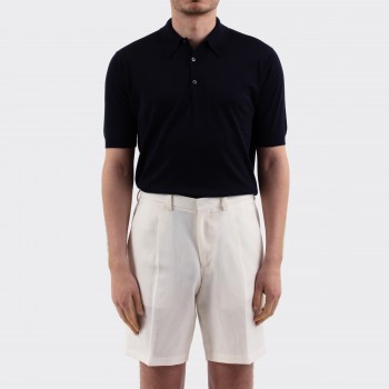 Short à Pinces en Coton & Lin : Écru