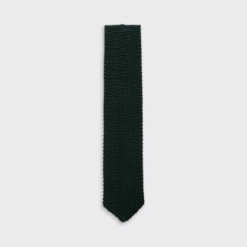 V-Shaped Knitted Tie : Dark Green
