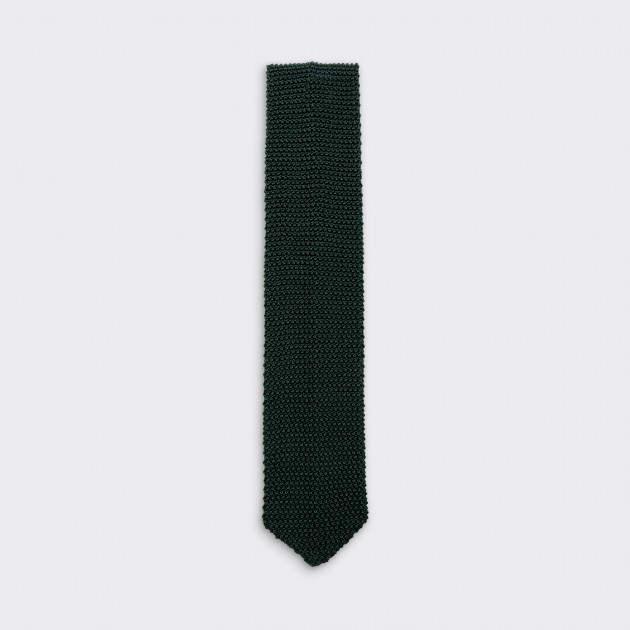 V-Shaped Knitted Tie : Dark Green