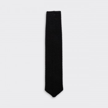 V-Shaped Knitted Tie : Black
