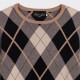Pull Col Rond Argyle en Cachemire: Beige/Marron/Noir