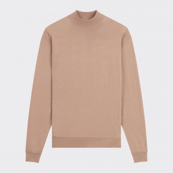Pull Col Cheminée Laine Mérinos : Camel