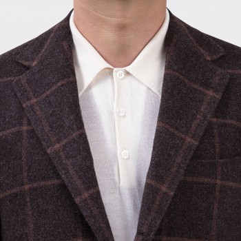 Veste Laine & Alpaga Carreaux : Marron/Beige  