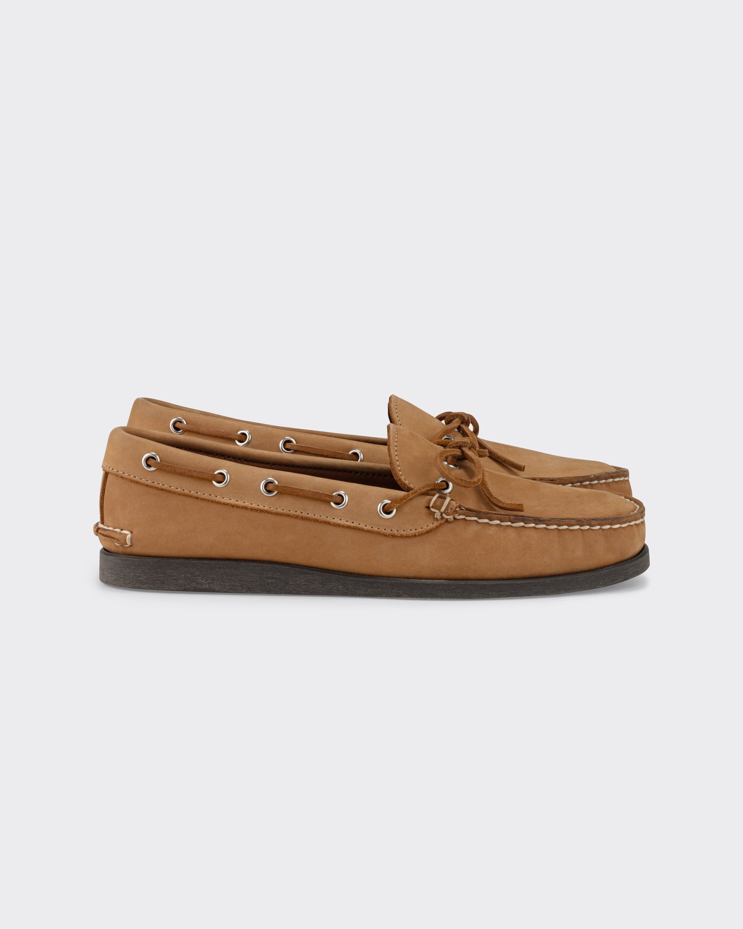 Quoddy Canoe shoes in beige nubuck leather, BEIGE HABILLEUR PARIS
