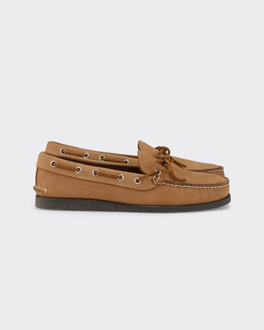 Quoddy Canoe shoes in beige nubuck leather, BEIGE HABILLEUR PARIS