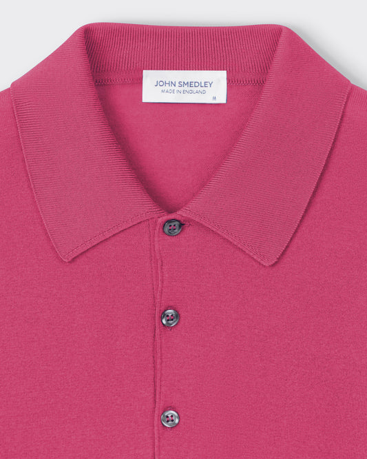 John Smedley Isis Sea Island cotton polo shirt in Roseburn, collar detail