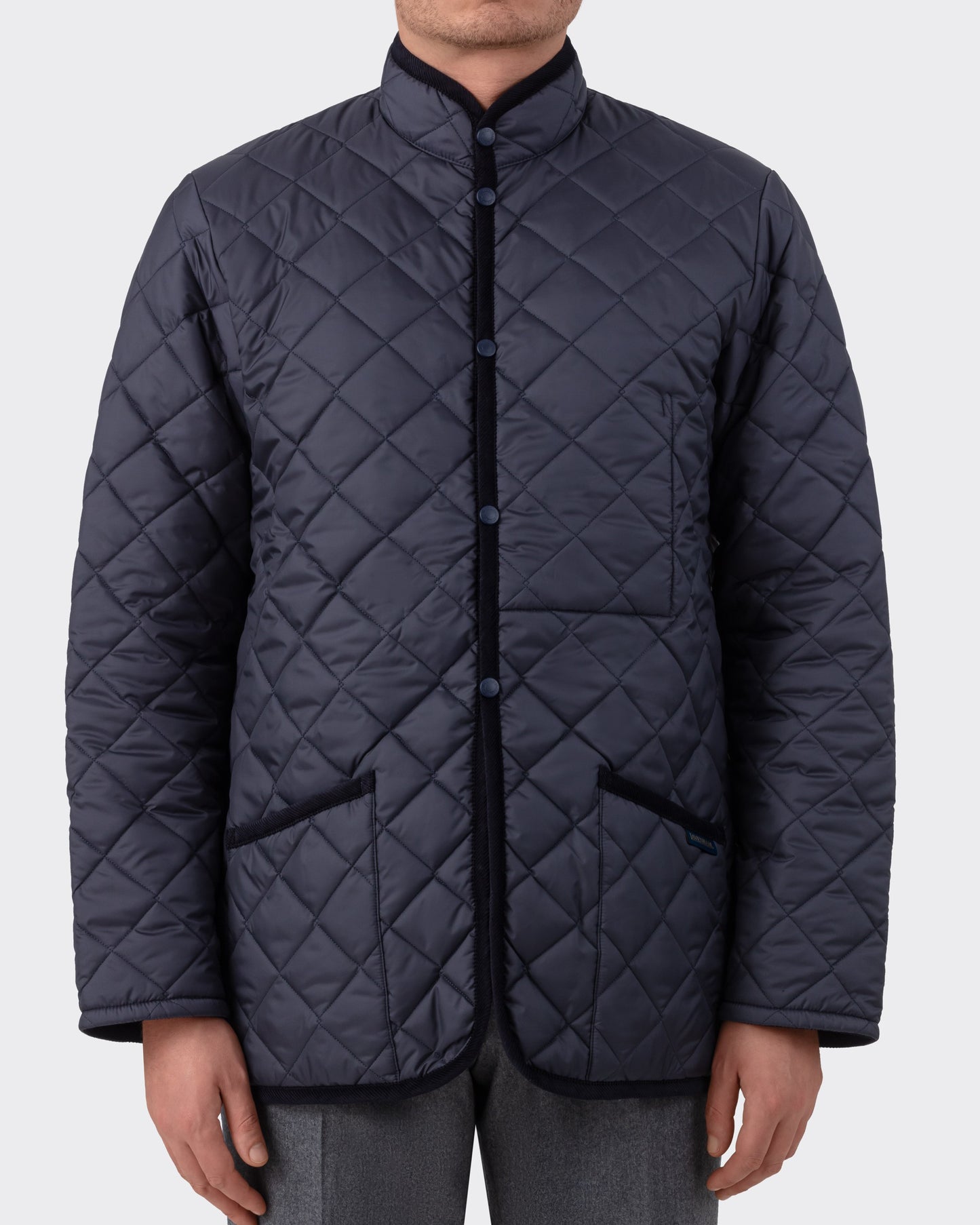 Band Collar Quilted Jacket : Navy