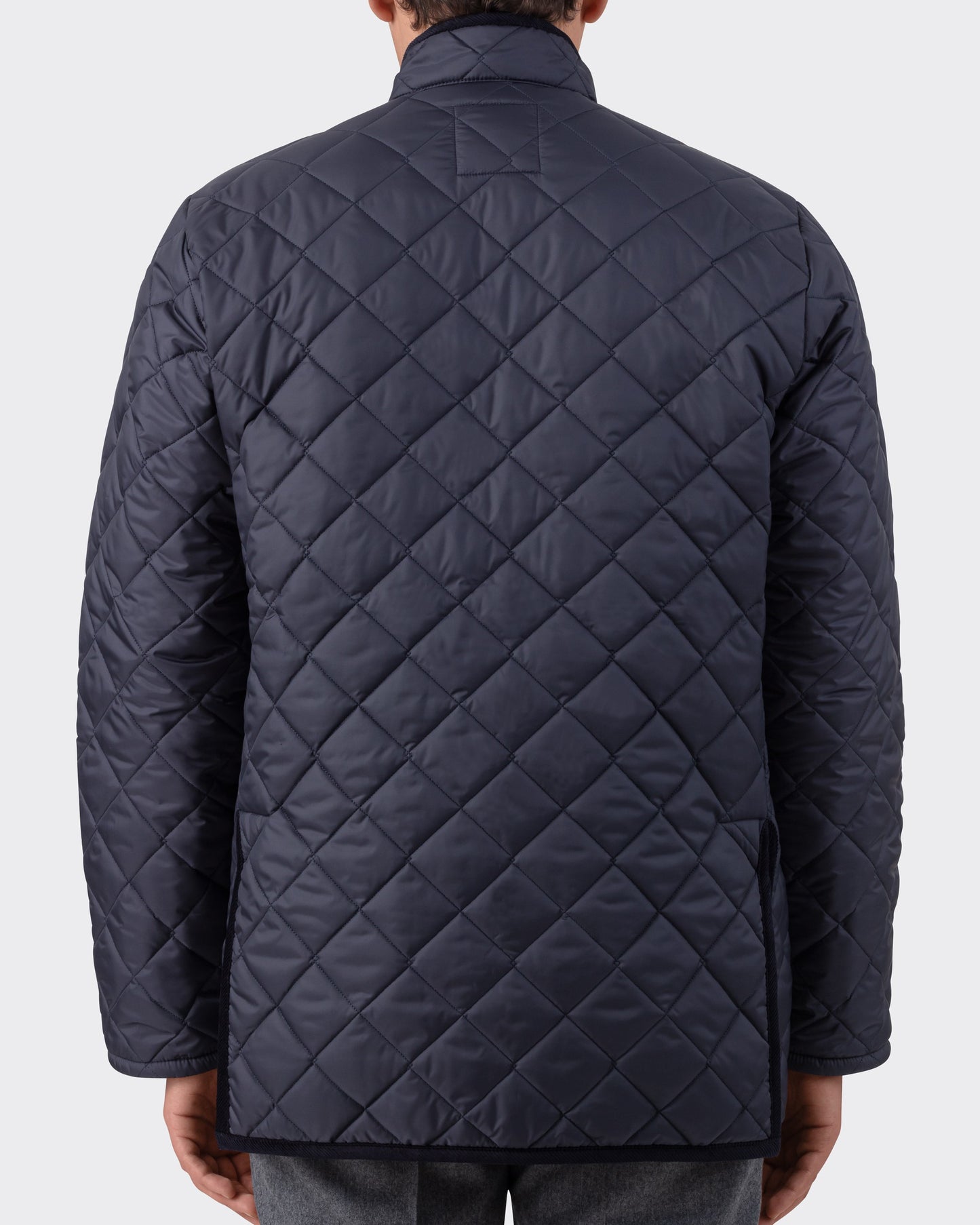 Band Collar Quilted Jacket : Navy
