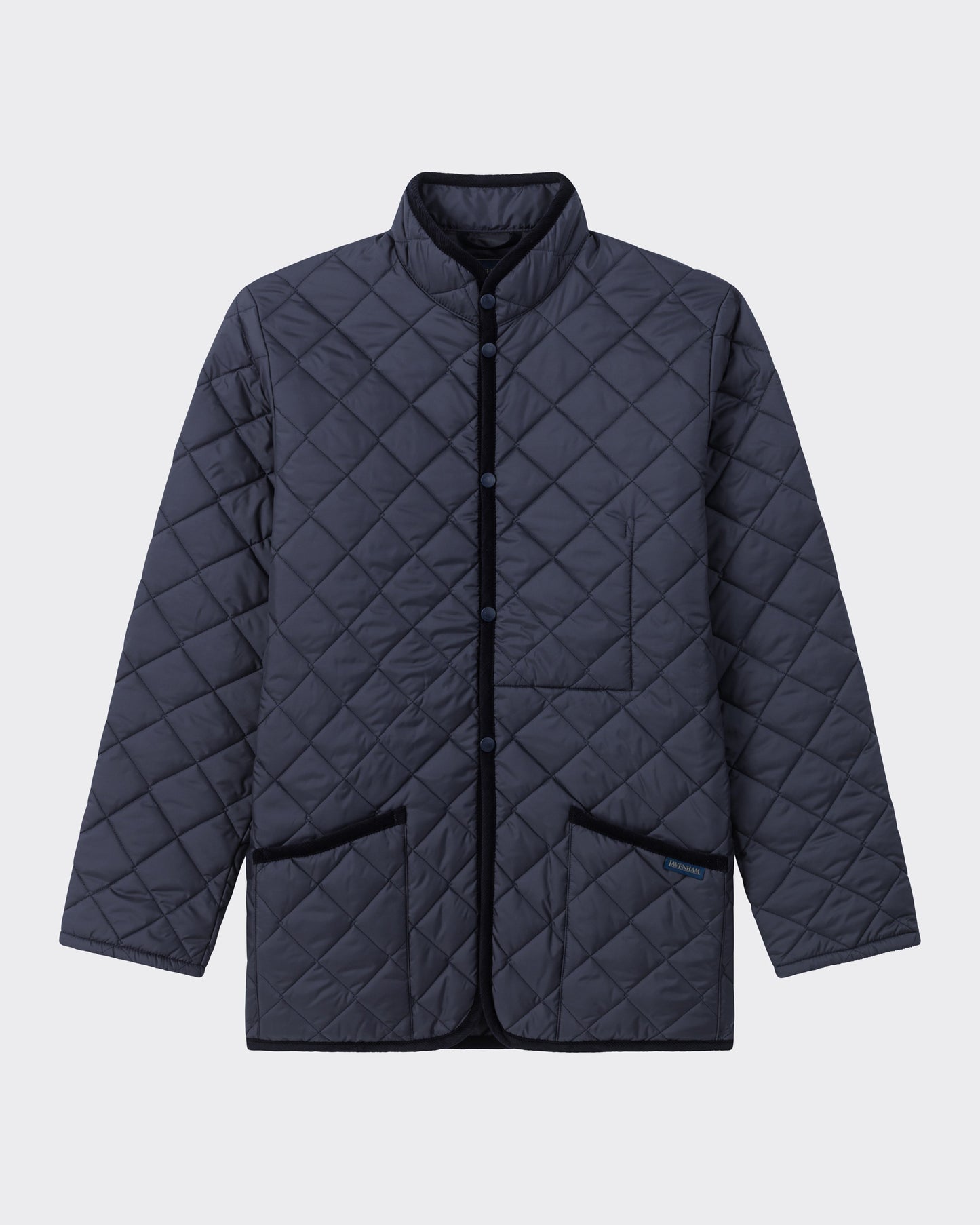 Band Collar Quilted Jacket : Navy