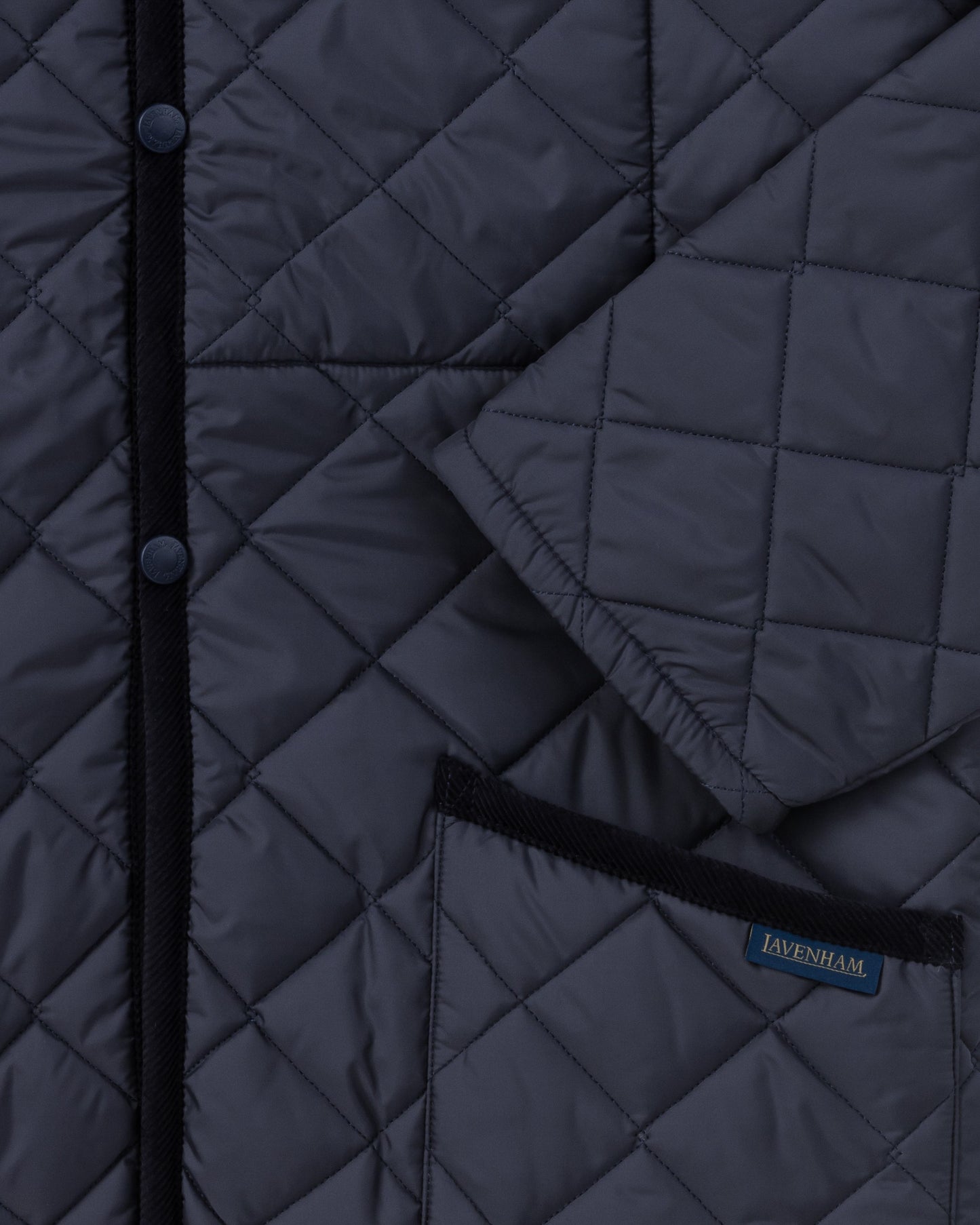 Band Collar Quilted Jacket : Navy