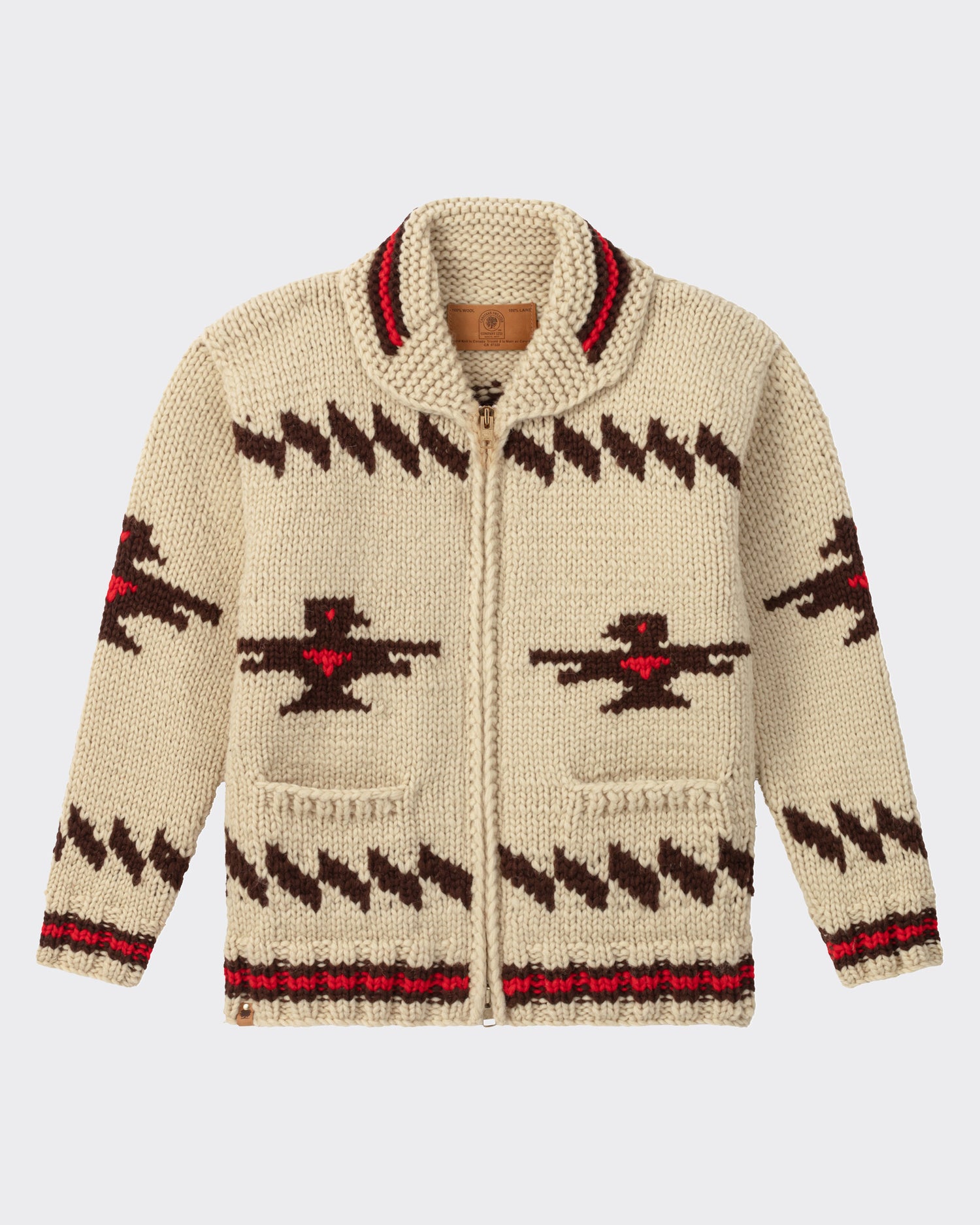 Canadian Sweater Cowichan Sweater Beige/Brown/Red – Beige