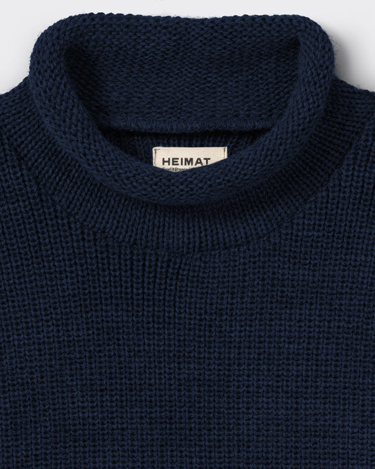 Pull Col Roulotté : Marine