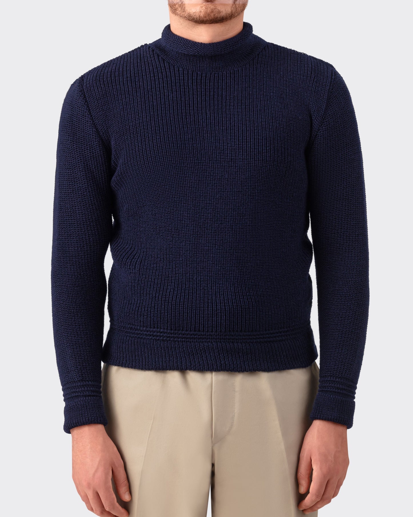 Pull Col Roulotté : Marine