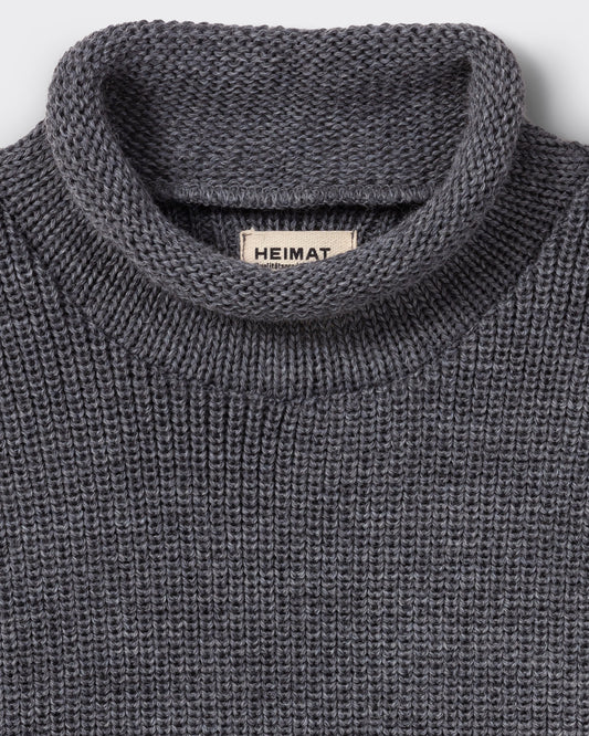 Pull Col Roulotté : Gris