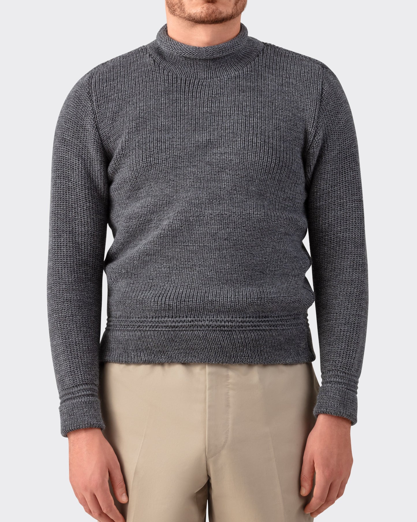 Pull Col Roulotté : Gris
