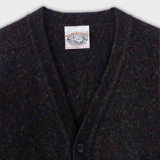 Cardigan Laine Peignée : Noir-Multicolore