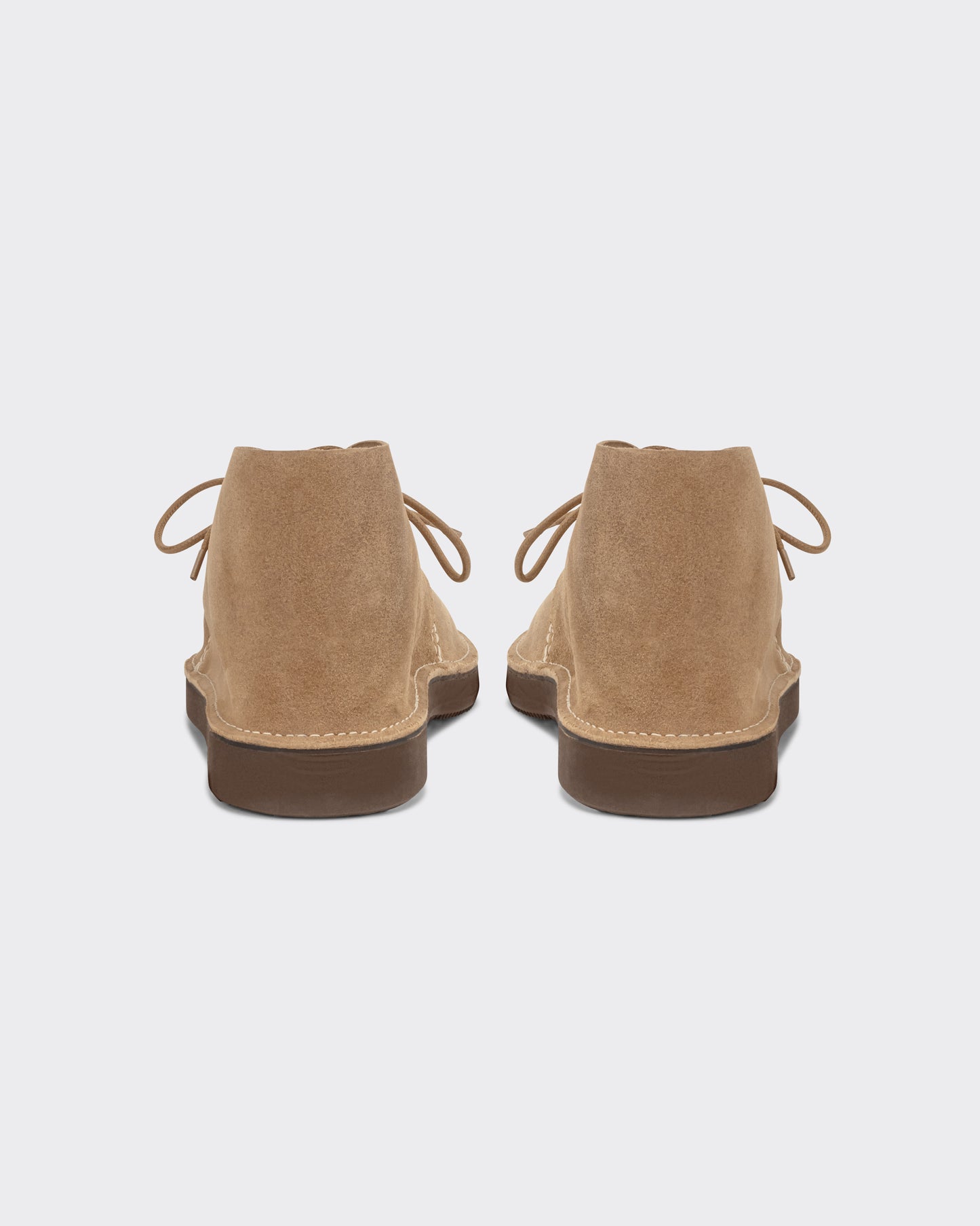 Aurora for BEIGE North Pacific chukka boots in sand Horween Marine Field leather, back view