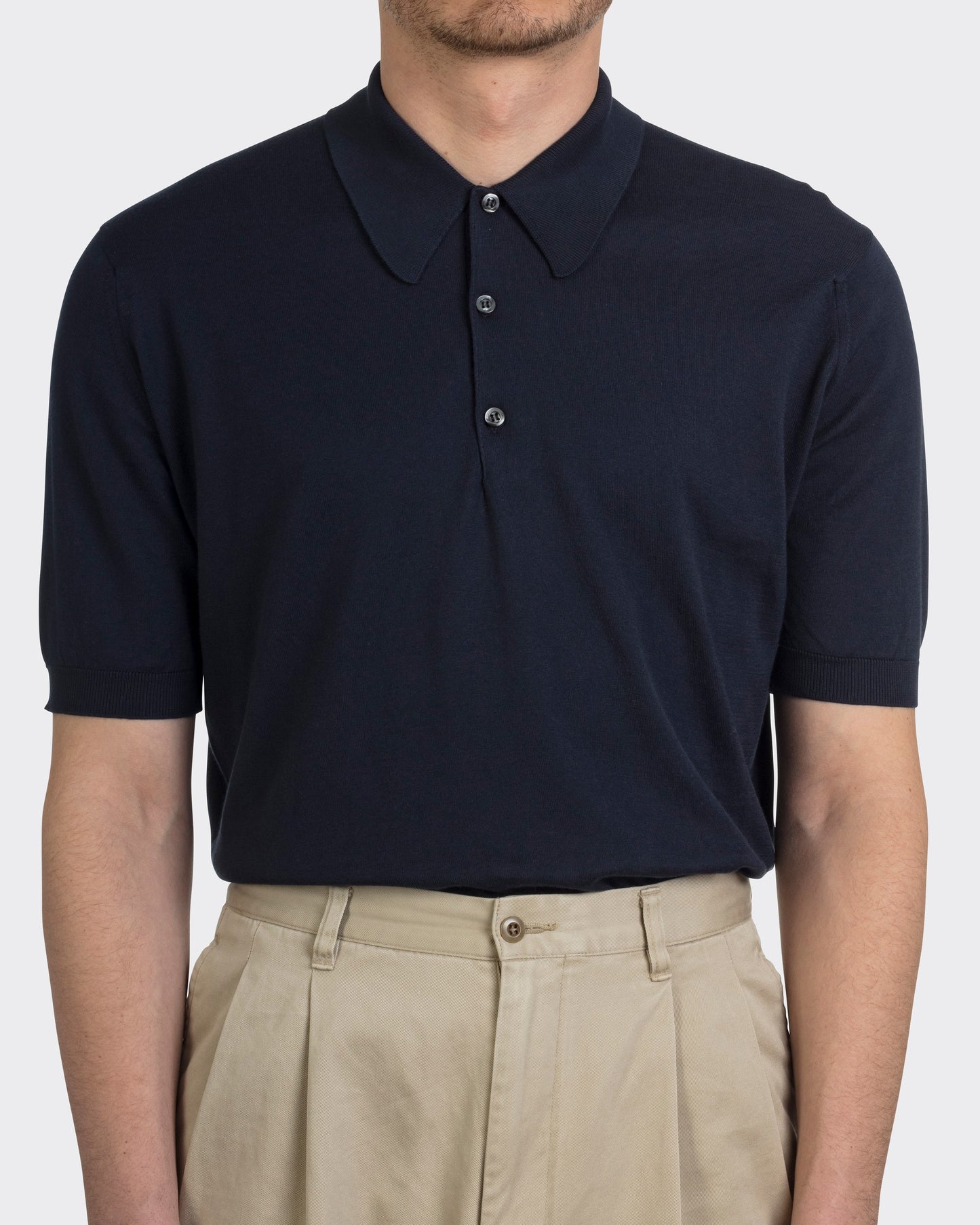 Short Sleeves Cotton Polo Shirt : Navy