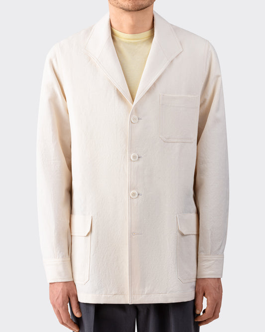 Justo Gimeno Teba Jacket in ivory linen and cotton front view BEIGE HABILLEUR PARIS