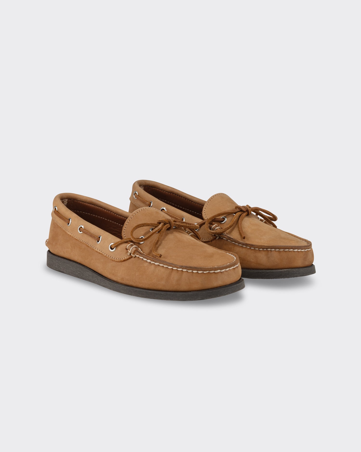 Quoddy Canoe shoes in beige nubuck leather, BEIGE HABILLEUR PARIS