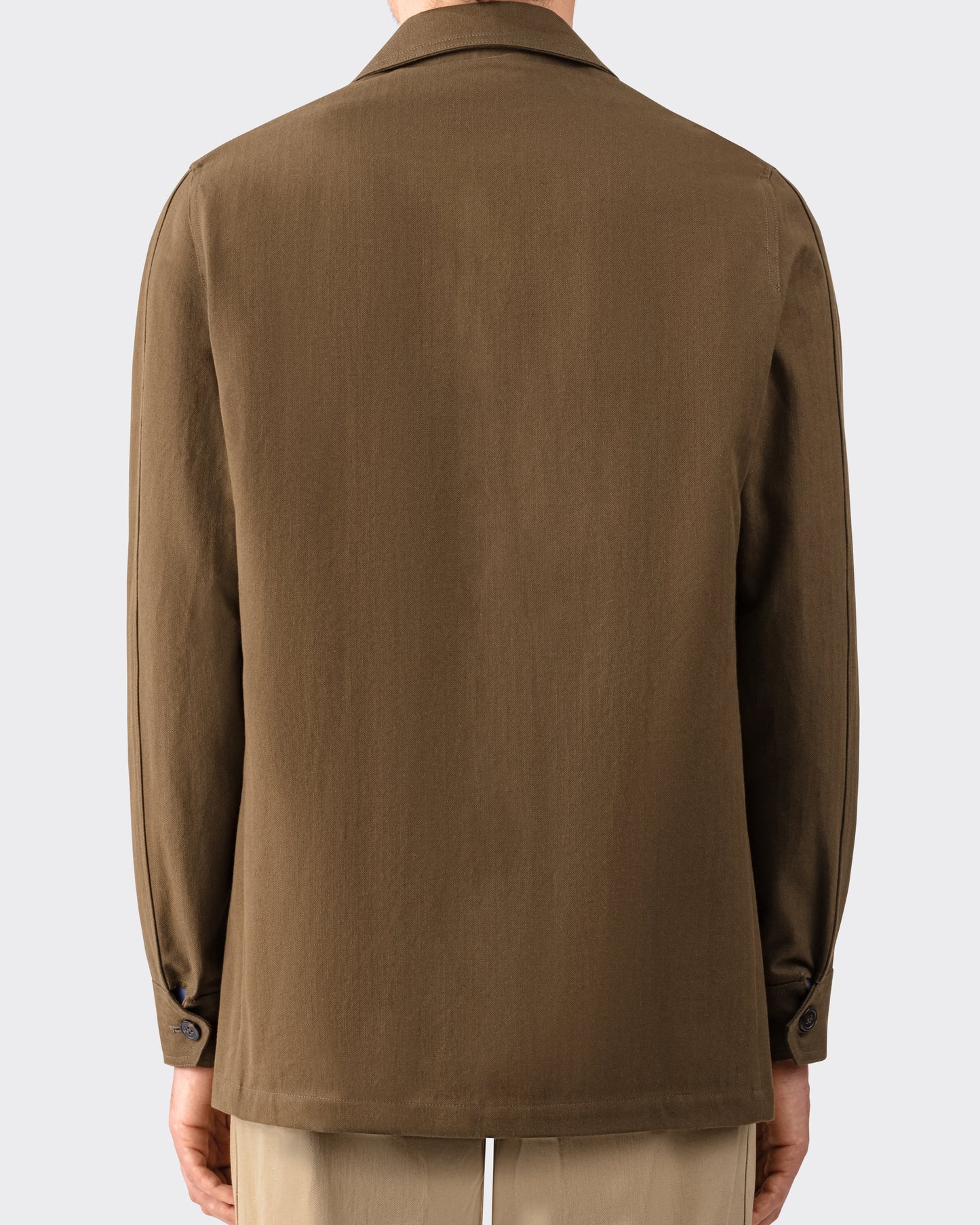 Justo Gimeno Teba Jacket in cachou herringbone cotton pocket detail BEIGE HABILLEUR PARIS