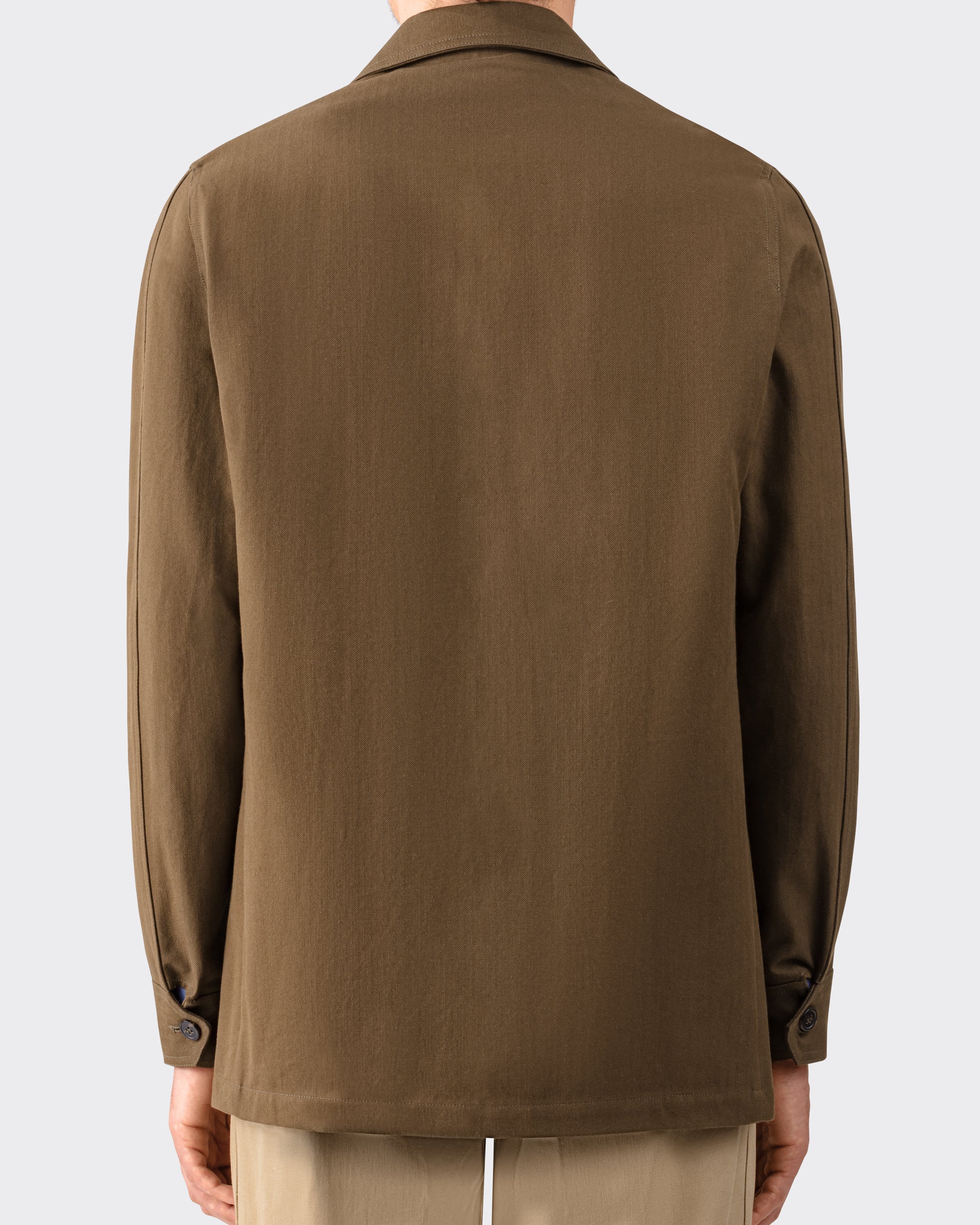 Justo Gimeno Teba Jacket in cachou herringbone cotton pocket detail BEIGE HABILLEUR PARIS