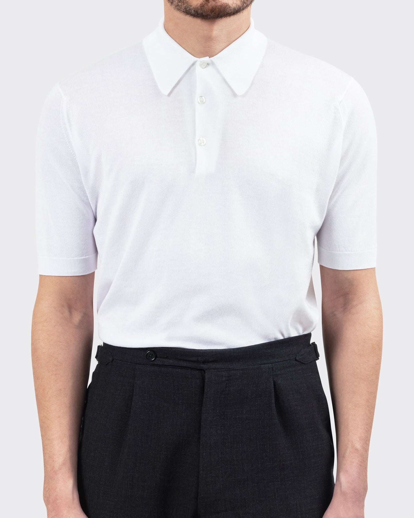 Short Sleeves Cotton Polo Shirt : White
