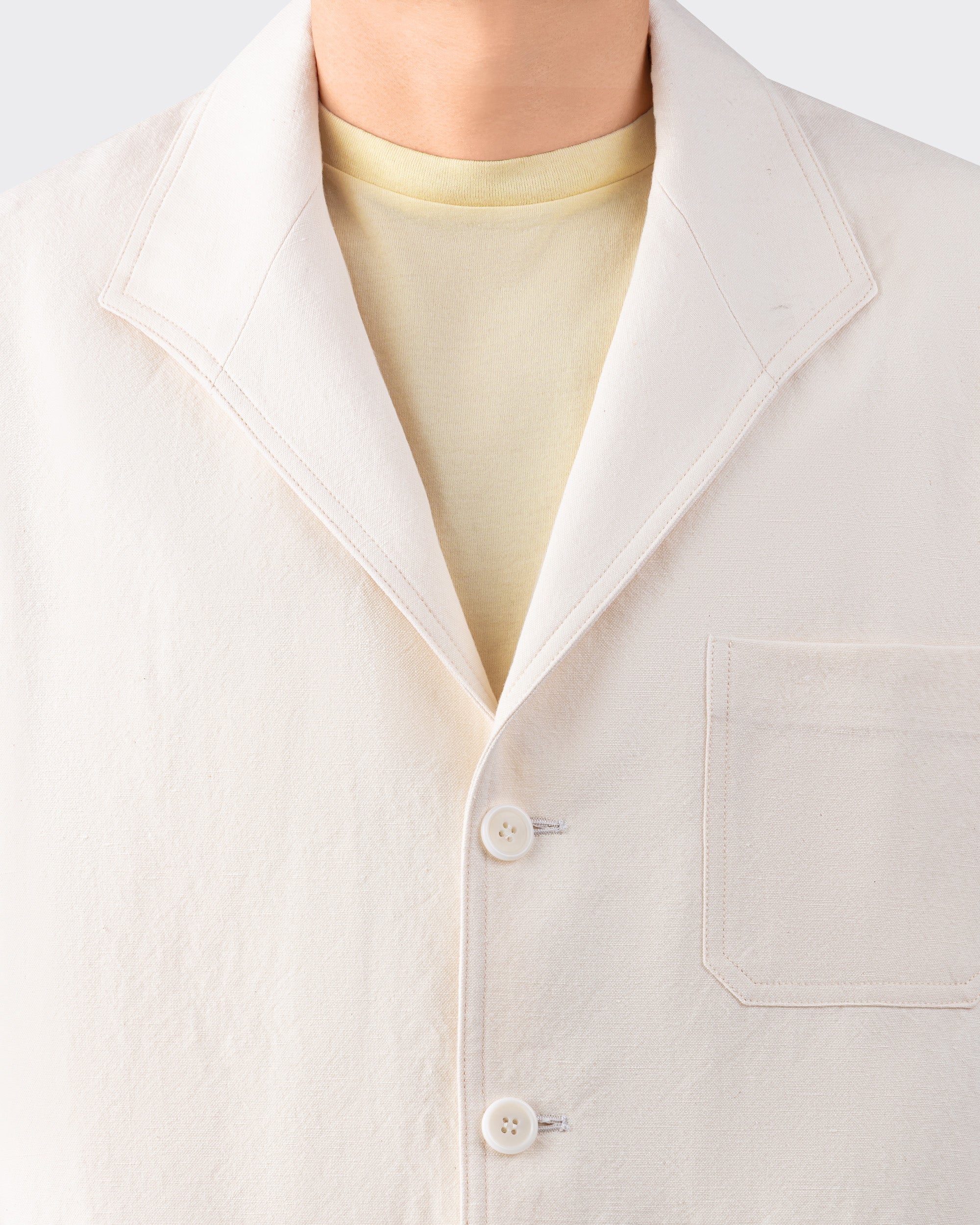 Justo Gimeno Teba Jacket in ivory linen and cotton three quarter view BEIGE HABILLEUR PARIS