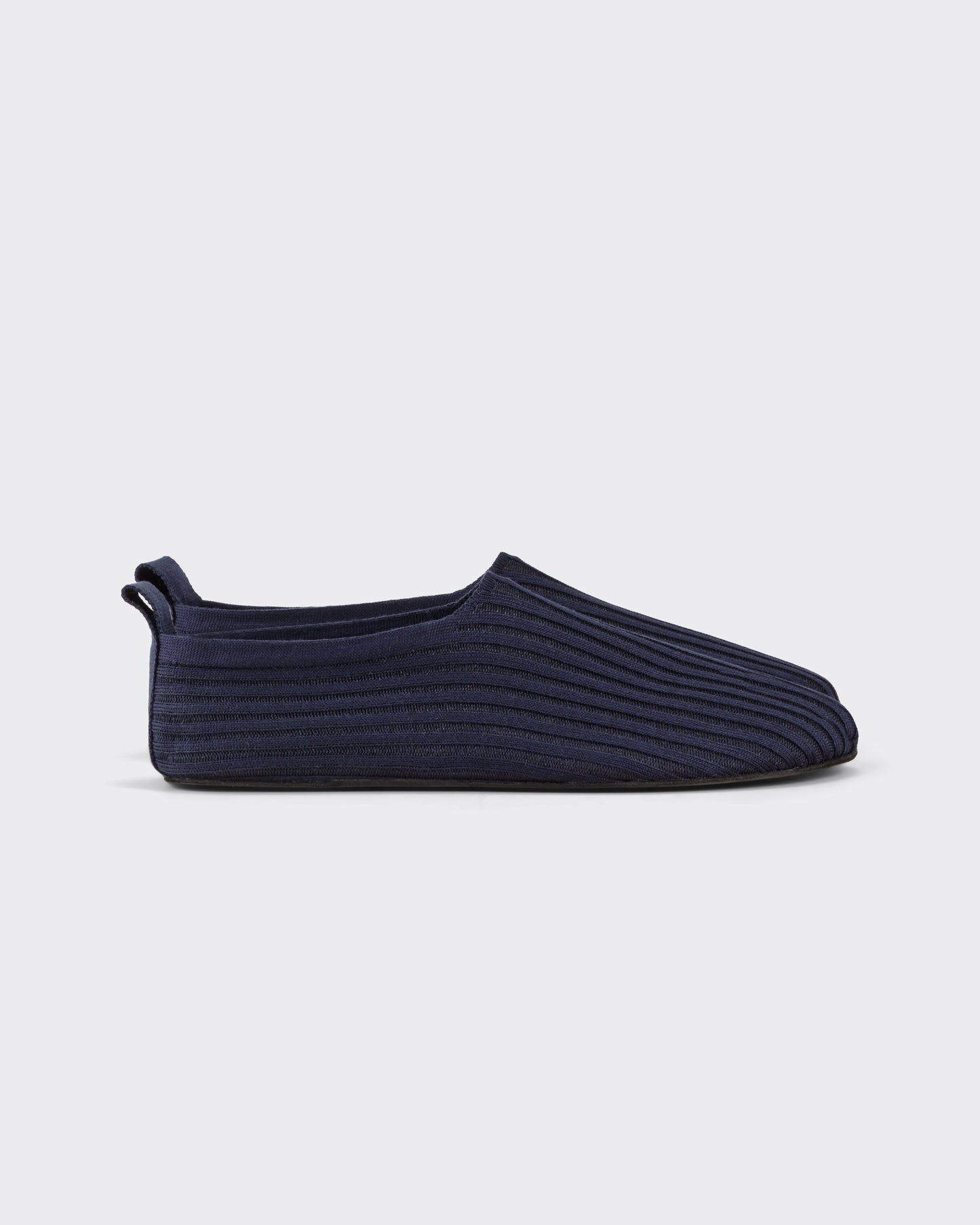 Meta Campania Collective Italian silk slip-on shoes midnight blue front view BEIGE HABILLEUR PARIS