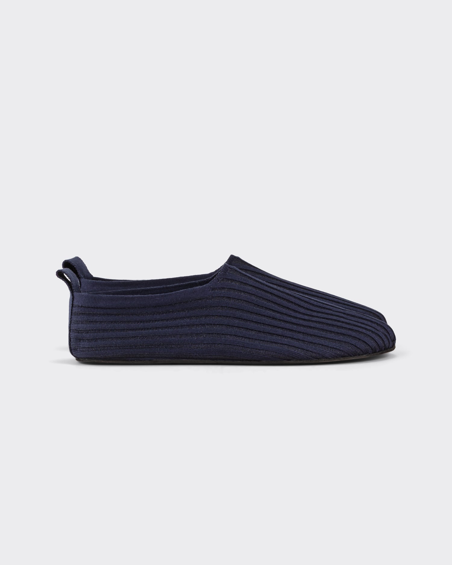 Meta Campania Collective Italian silk slip-on shoes midnight blue front view BEIGE HABILLEUR PARIS