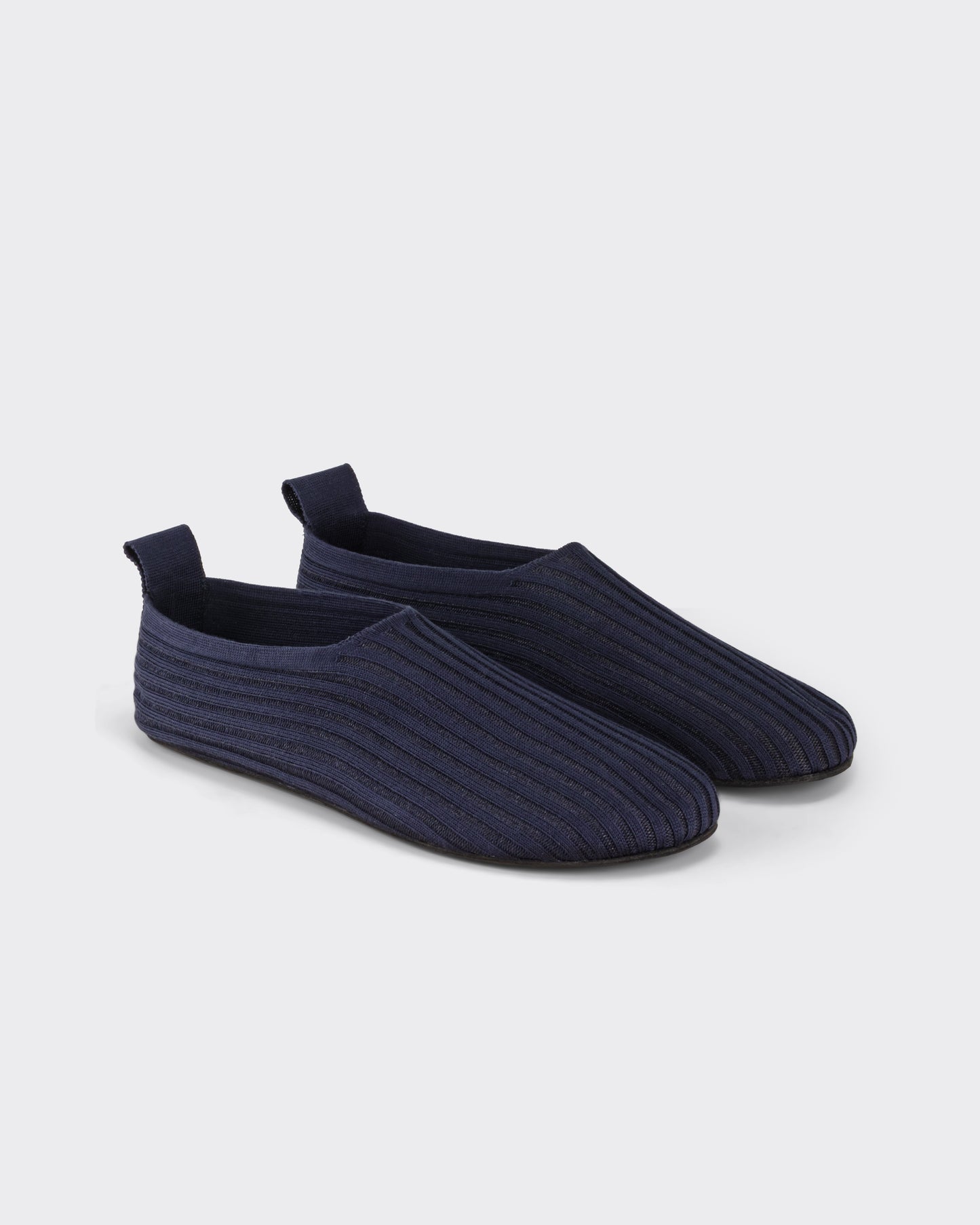 Meta Campania Collective Italian silk slip-on shoes midnight blue view BEIGE HABILLEUR PARIS