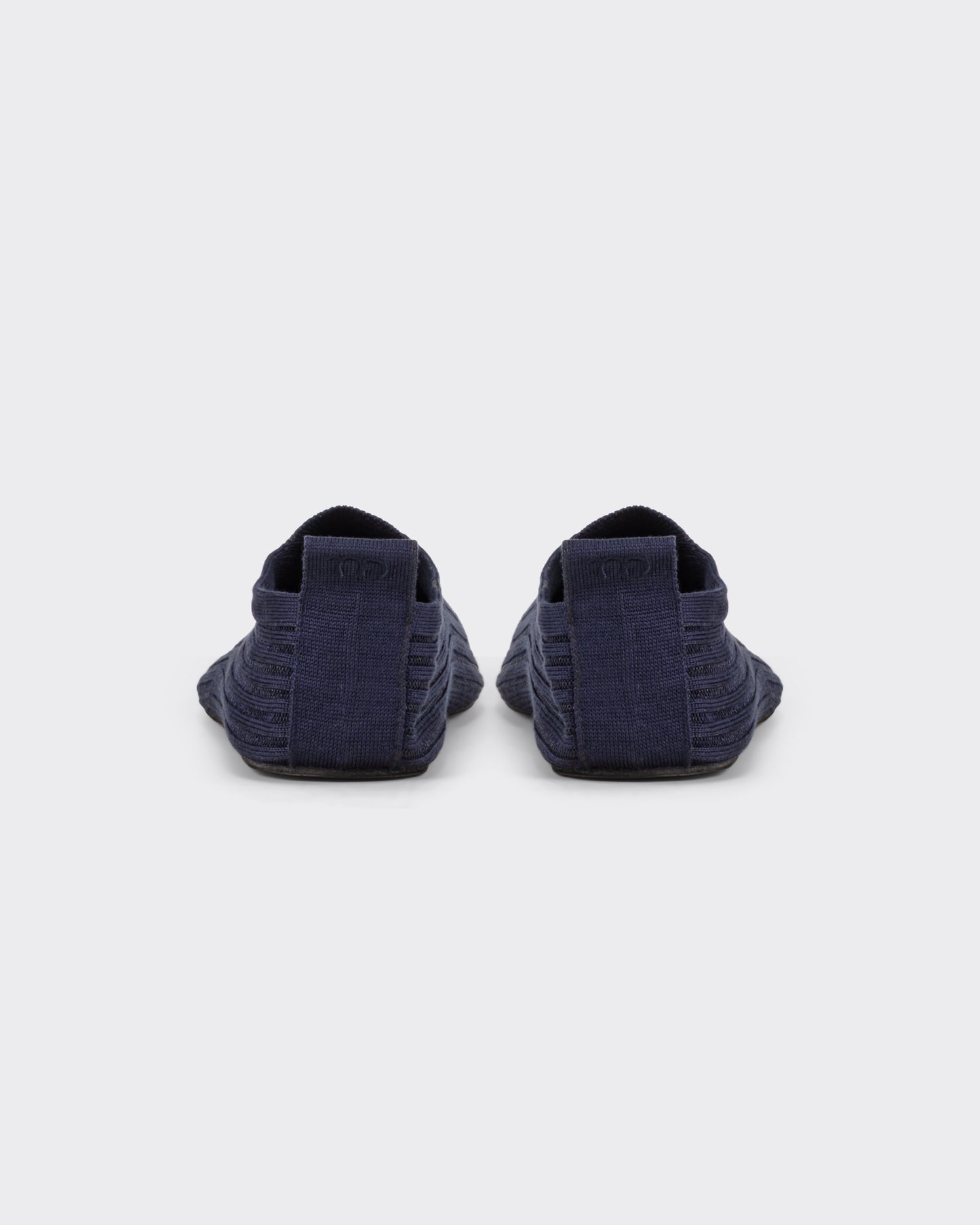 Meta Campania Collective ribbed silk ballerina shoes midnight blue heel pull tab BEIGE HABILLEUR PARIS