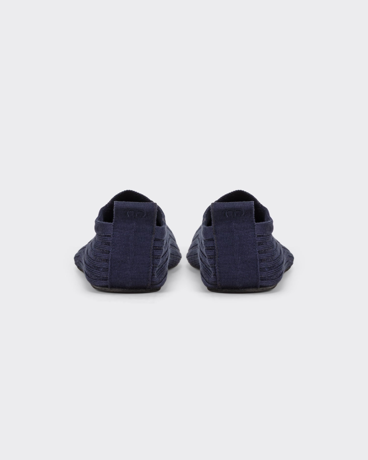 Meta Campania Collective ribbed silk ballerina shoes midnight blue heel pull tab BEIGE HABILLEUR PARIS