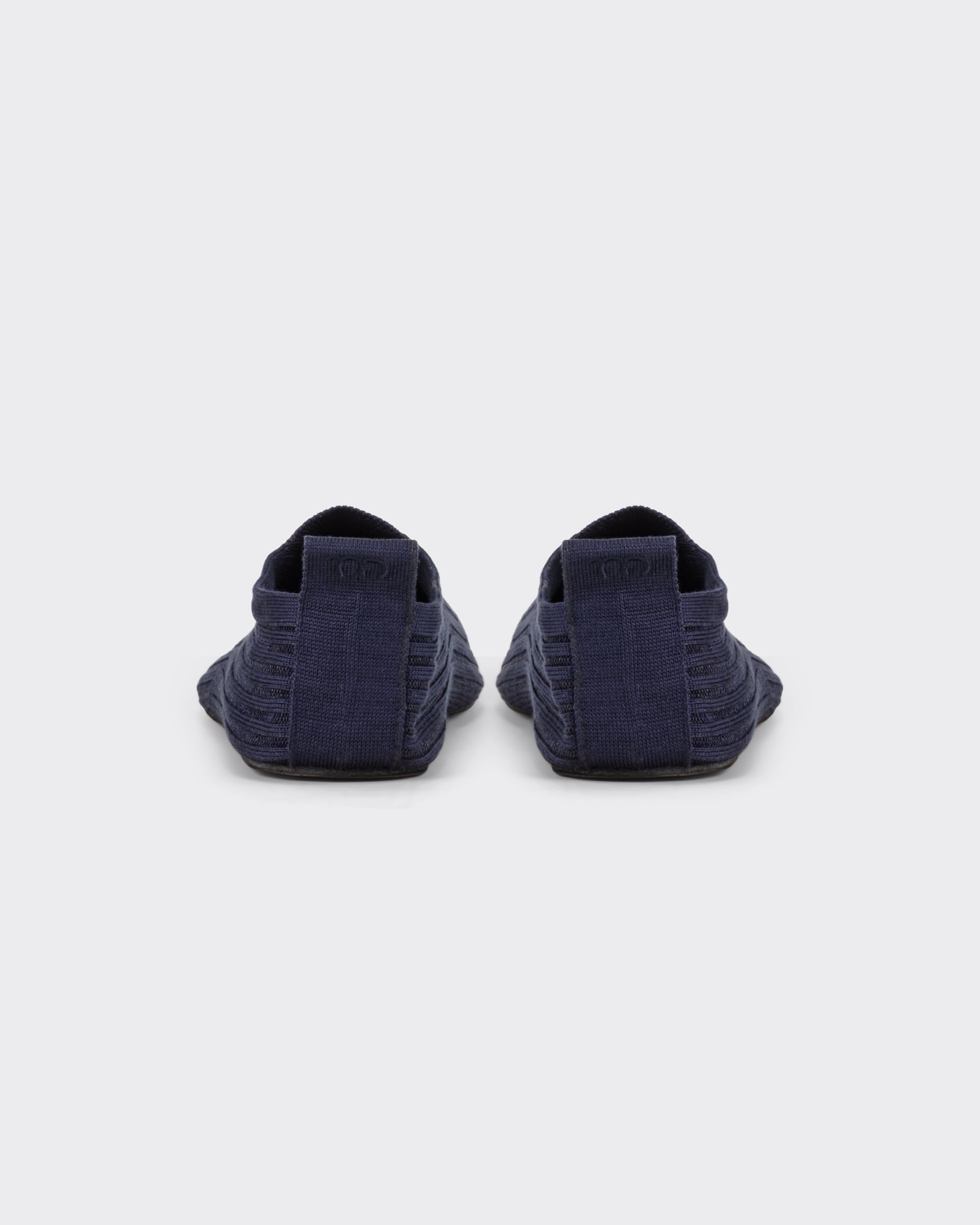 Meta Campania Collective ribbed silk ballerina shoes midnight blue heel pull tab BEIGE HABILLEUR PARIS