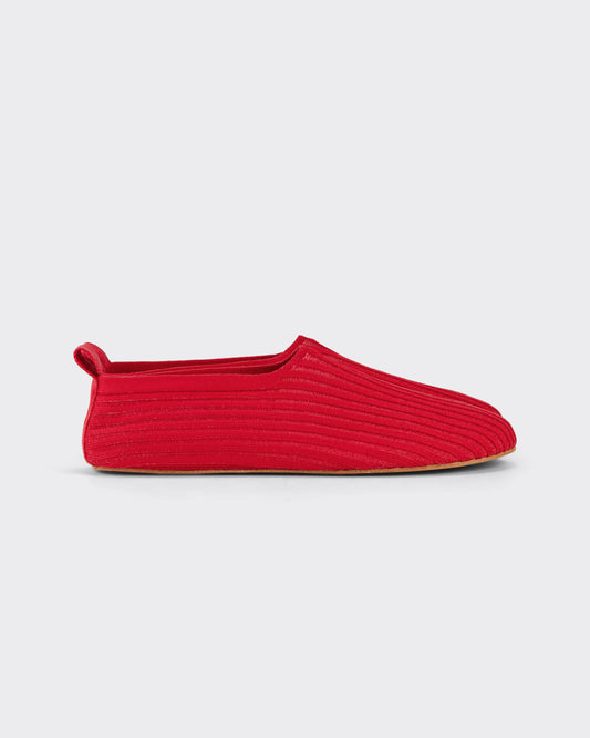 Meta Campania Collective Italian silk slip-on shoes red front view BEIGE HABILLEUR PARIS