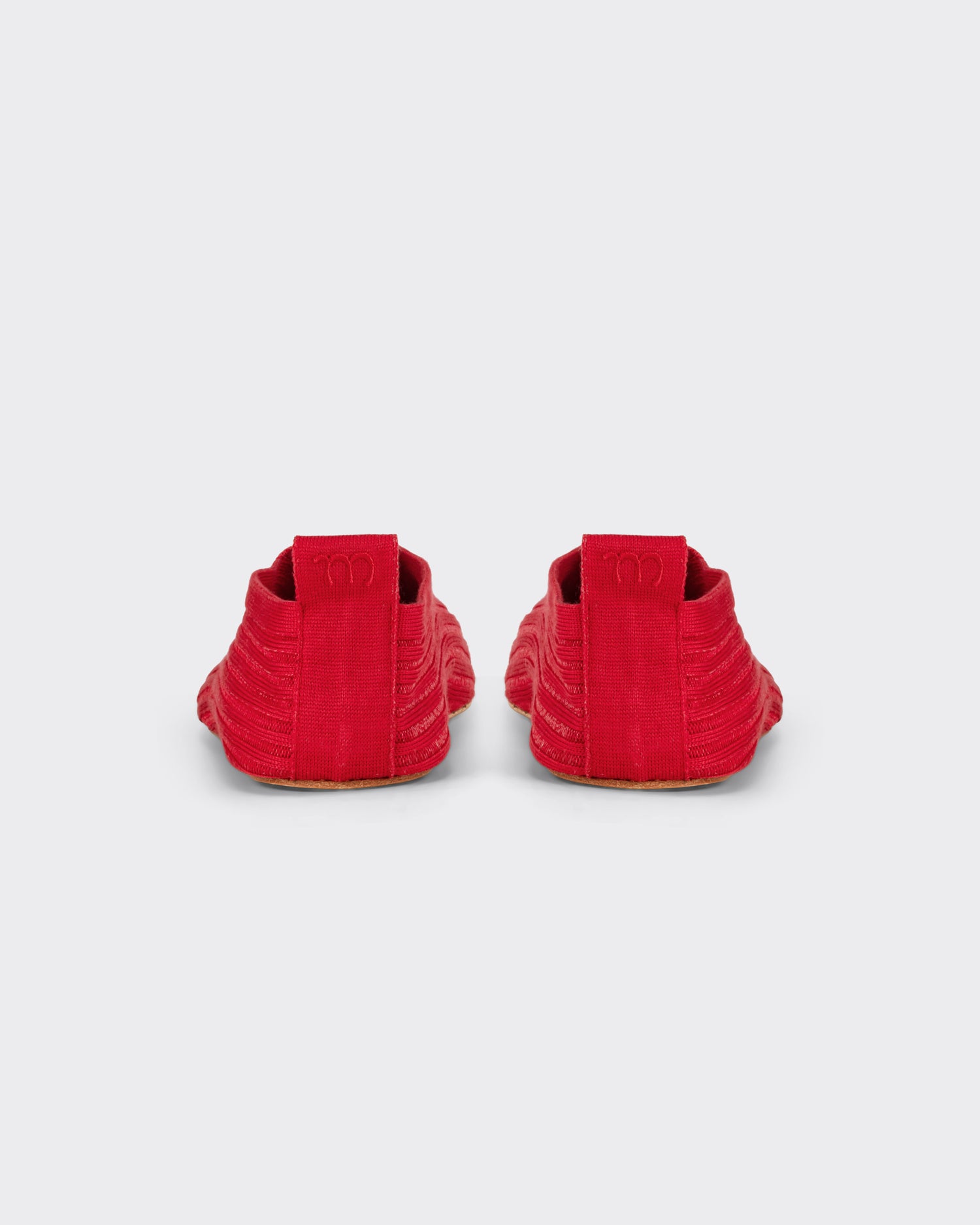 Meta Campania Collective red silk slip-on shoes leather sole back view BEIGE HABILLEUR PARIS