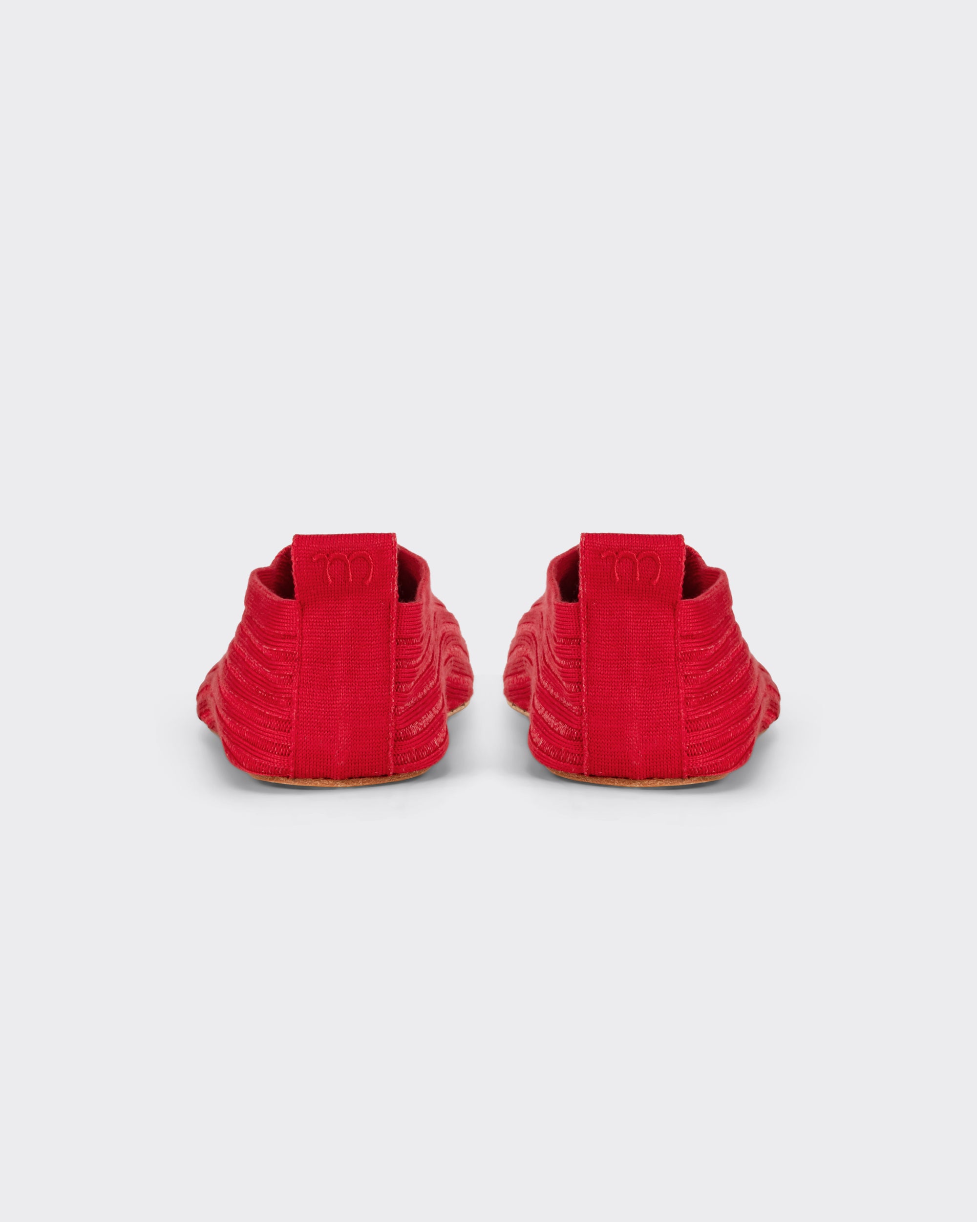 Meta Campania Collective red silk slip-on shoes leather sole back view BEIGE HABILLEUR PARIS