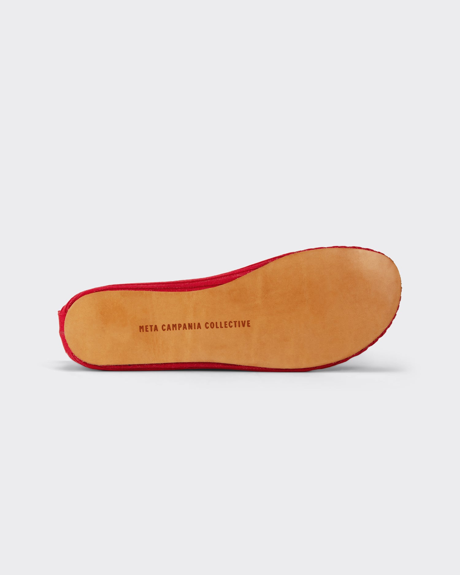 Meta Campania Collective red silk slip-on shoes leather sole view BEIGE HABILLEUR PARIS