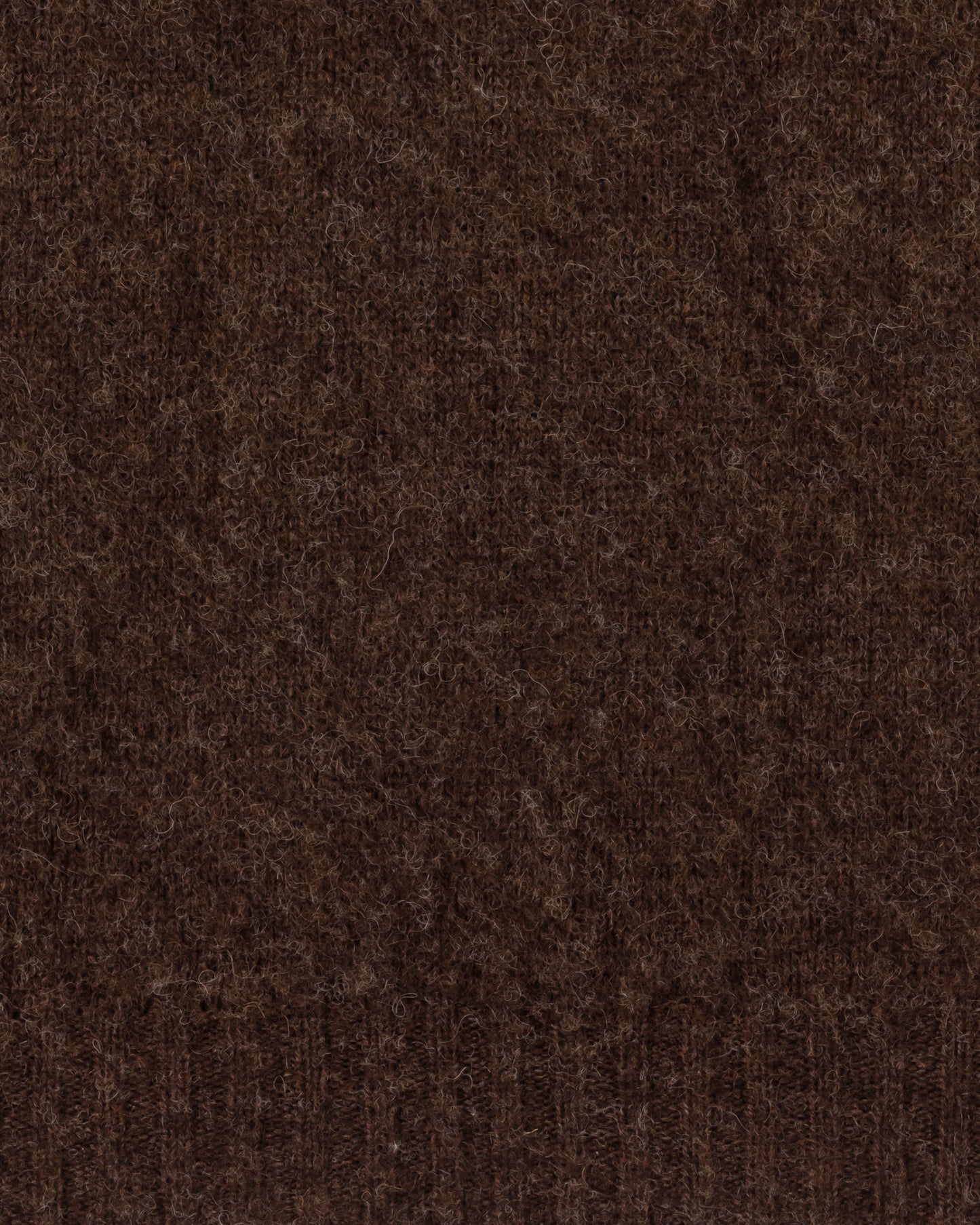 Pull Col Rond Laine Peignée : Marron Naturel