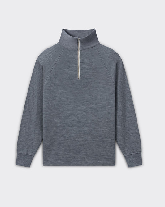 Pull Col Zippé en Laine Mérinos : Gris