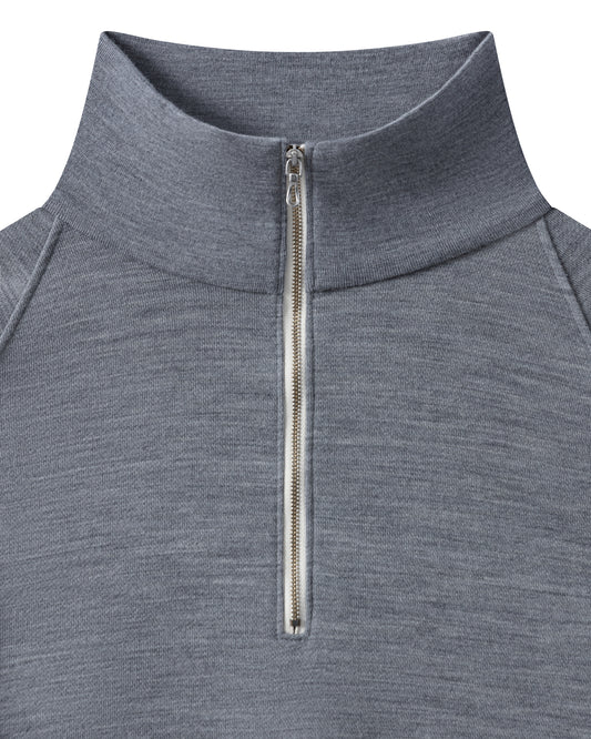 Pull Col Zippé en Laine Mérinos : Gris
