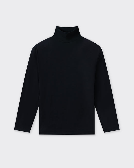 Cotton Mock Neck T-shirt : Black