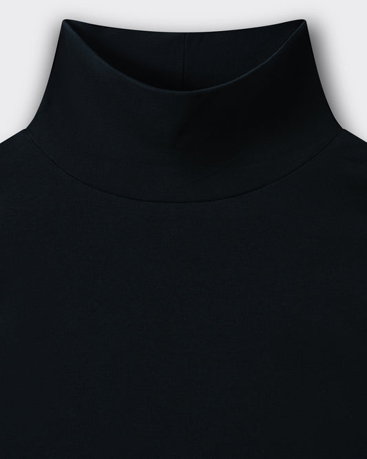 Cotton Mock Neck T-shirt : Black