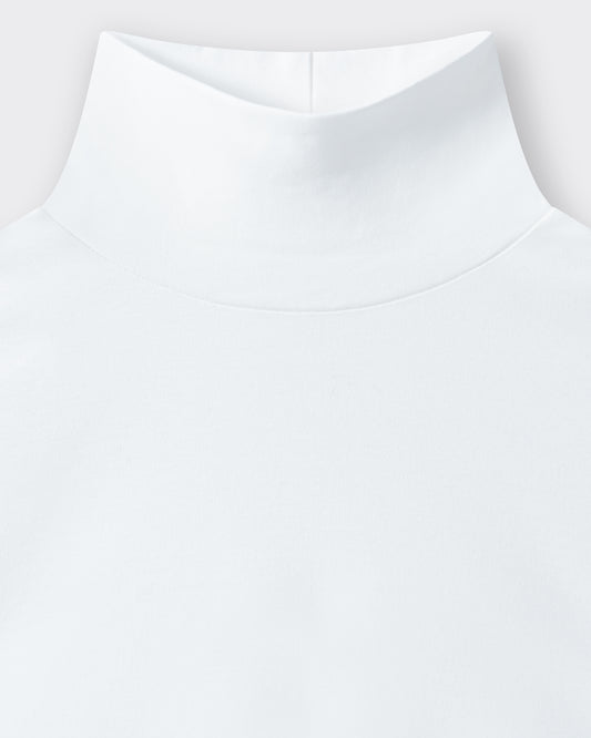 Cotton Mock Neck T-shirt : White