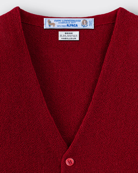 Alpaca Cardigan : Dahlia Red