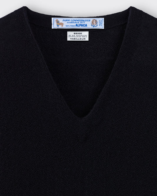 Pull Col V en Alpaga : Noir