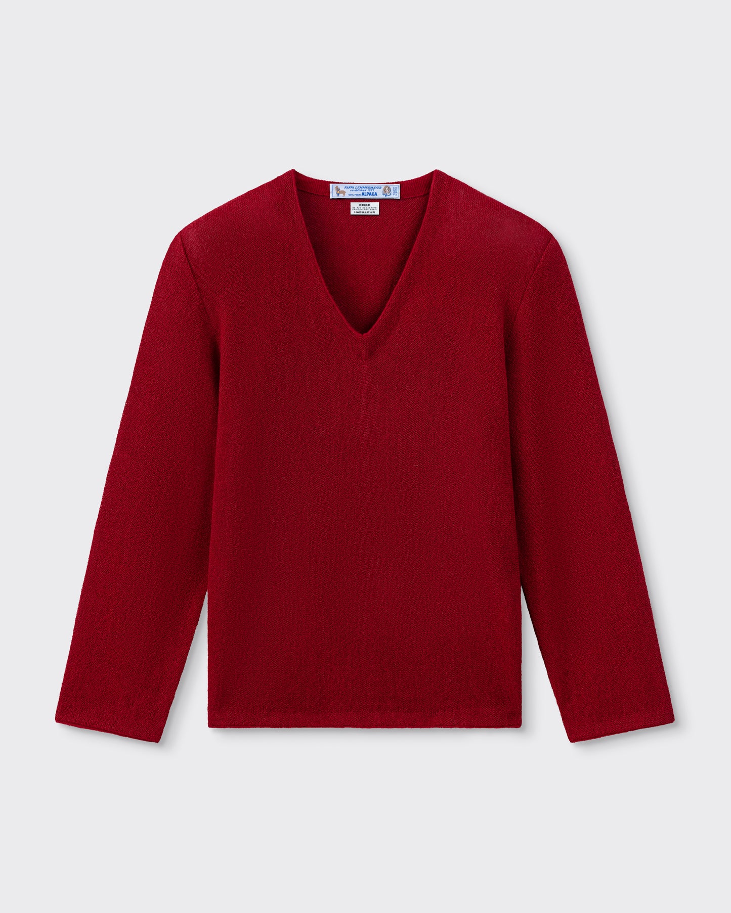 Alpaca V-neck Sweater : Red Dahlia